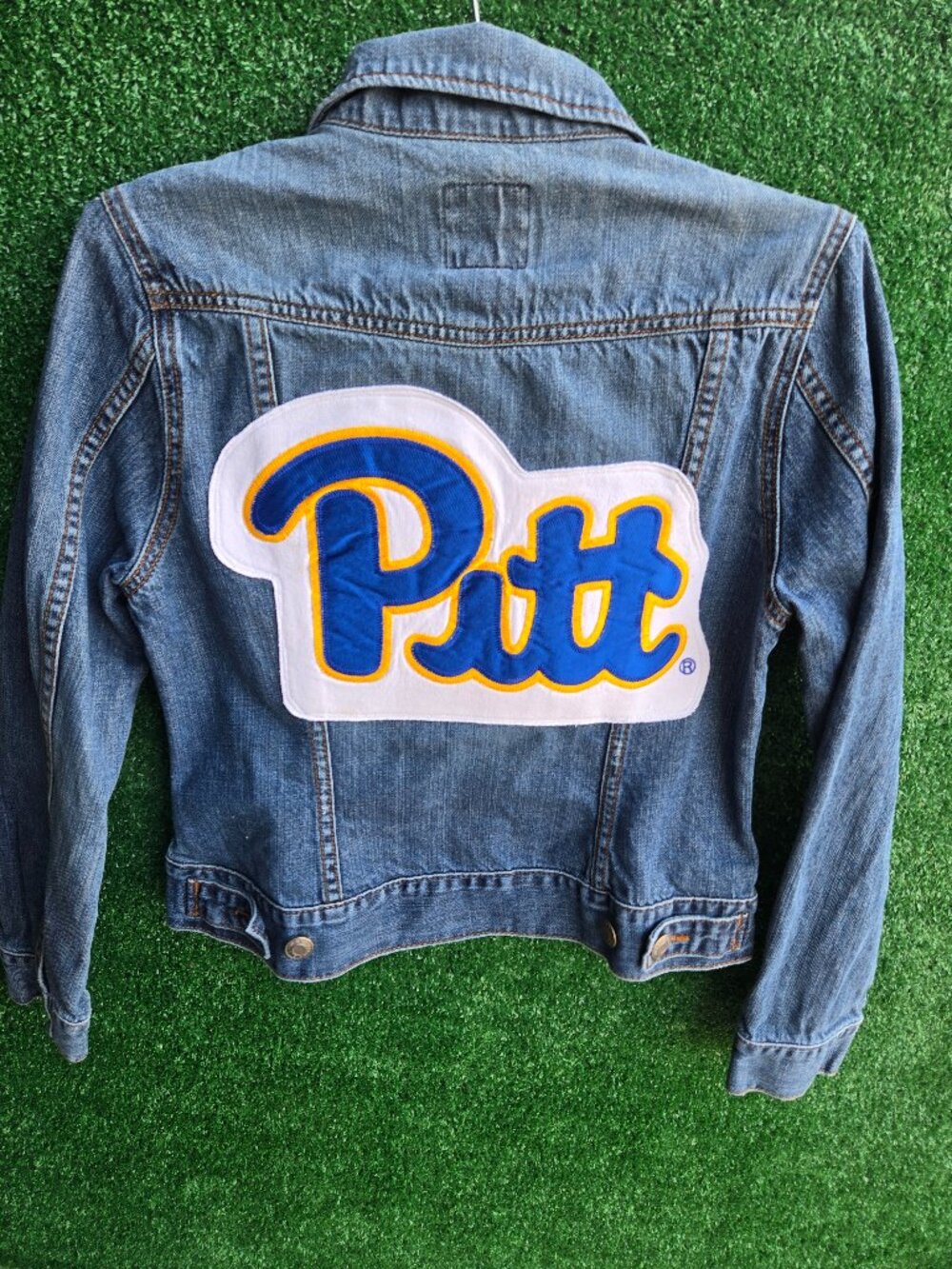 Pitt Panthers University of Pittsburgh Upcycled denim jean jacket